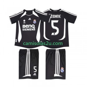 Camisolas de futebol Real Madrid ZIDANE 5 2006 2007 Retro Criança Equipamento Alternativa Manga Curta